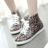 Women's Rainshoes Waterproof Non-Slip Flat Rubber Shoes Women Rain Boots Short Tube Lace Up Velvet Warmer Winter