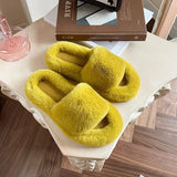 Winter slippers 2021 New Ladies fur fluffy Slippers Women Shoes Cozy Soft Warm Indoor Home House Slippers Flip