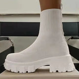 Women Boots White Black Platform Botas Mujer 2022 New Winter Boots Shoes For Women Heels Platform Shoes Short Ankle Boots