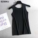 summer Women o-neck Knitted tank top baisc camis casual Sleeveless vest Female slim tanks short