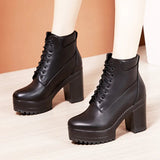 Leader High Heels, Thick Heels, Thick Soles, Velveteen Martin Boots, Size 4143 Autumn / Winter British