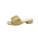 Breakj Spring And Summer New High-Heded One-Word Slippers Women's Head Lazy Half-Fashion Folds Wearing Sandals