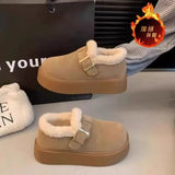 Breakj And Winter 2025 Bean Fashion Plus Thick Thick-Soled Cotton Shoes Hair Snow Boots Boken Shoes Lefu Shoes