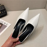Breakj Spring New Temperament Show Thin Pointed Cat And Baotou Cool Slippers Women Wear Fine And Leisure Muller Half