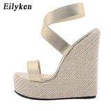 Super High Peep Toe Gladiator Wedges Sandals Cover Heel Platform Ladies Sandals Fashion Summer Women Shoes size