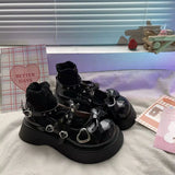 2022 new platform shoes heart buckle Lolita shoes punk gothic rivet JK uniform leather shoes girls Mary Jane shoes women's