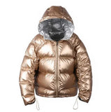 Jacket Women White Duck Down Jacket Big Aritificial Fur Outwear Waterproof Loose Coat Thick Warm Down