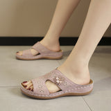 Breakj Asia Large-Size Hollow Flowers Thick Bottom Slippers Female Font And Beach Cool Slippers