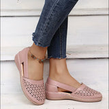 Breakj Summer Large-Size Casual Sandals Women's Slopes Hollow Pure Color Single Shoes Low-Heeled Sandals