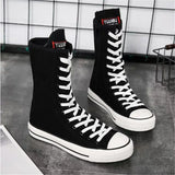 Canvas Vulcanized Shoes Black White Sneakers Classic Punk Preppy Style Flat Shoes Autumn Winter