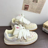 Leisure Cranberry Color Bread Shoes Women's Ins Trend 2024 Fall New Style National Style Skateboard
