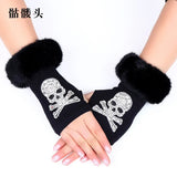 New Fashion Gloves with Artificial Stones Black Half-finger