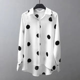 Polka Dot Shirt Women Elegant Long Sleeve Printed Blouse Vintage High Low Chemise Female 2022 Fashion Beach Lapel Button