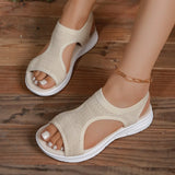 Breakj Sandals Women 2025 Summer New Thick Bottom Slope With Fish Mouth Net Breathable Lady Wearing
