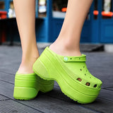 Green Platform High Heels Sandals Non-slip Wedges shoes for Women 10 cm Increase Fashion Garden