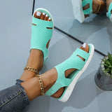 Breakj Summer New Women's Sandals Large-Size Breathable Elastic Fly Weaving Flat Bottom Casual Women's