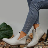 Size Fashion Boots Female 2023 Autumn And Winter New Round Head Pure Color In Simple With Horse Autumn