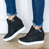 Wedge Sneaker Vulcanize Shoes Fashion Zip Leopard Increase Within Zapatos De Mujer New Fashion for