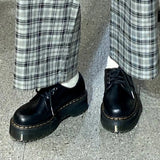 Shoes With Thick Soles Spring And Autumn New English Vintage Leather Shoes Lacing Martin Single Shoes JK Muffin Shoes