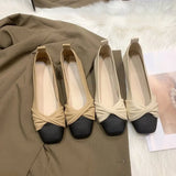 2024 Spring Shallow Mouth Flat Single Shoes Casual Women's Shoes Soft Leather Soft Bean Shoes Evening Evening Wind Work Women's