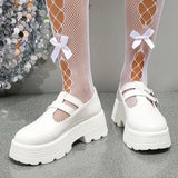 Japanese Style Platform Shoes for Women Fashion Double Buckle Pu Leather Loafers Woman Thick Bottom Gothic Shoes