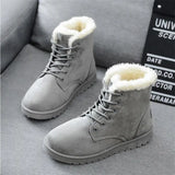 2022 Women Winter Snow Boots Warm Flat Plus Size Platform Lace Up Ladies Women's Shoes New Flock Fur Suede Ankle Boots