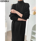 Autumn Winter oversize loose long thick Sweater Dress Women long Sleeve straight maix Dress female warm long knit