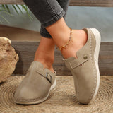 Breakj Slipper Female 2025 Summer New Baotou Half Slipper Solid Color Slope With Rivevet Metal Buckle Beach Women's