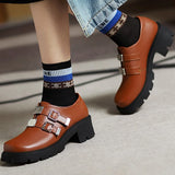 2021 New Arrivals Solid Buckle Chunky Heel Platform women's Pumps Big Size 43 Trendy Leisure Classice Women