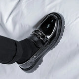Breakj Of 2024 New Youth Round Head Big Head Low Heel Set Foot Fashion Casual Daily Paint Leather Shoes