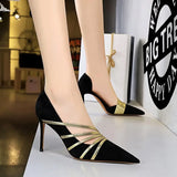 size 34-43 Flock Shallow Women Pumps Fashion Narrow band Thin High heels Office Lady Shoes Spring Summer Party Prom