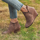 Pointed Toe Booties Winter Women Leopard Ankle Boots Footwear Platform High Heels Wedges Shoes Woman Bota