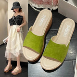 Large Size Slippers Women's Summer Fashion Slippers With Korean Version Of Slope Heels, Thick Heels, High-Heeled Cake