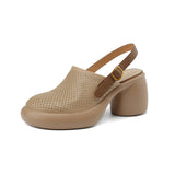 Cake Platform Hollow Sandals Women 2024 Summer Thick With Round Head A Word Buckle Back Empty Roman Women's