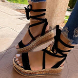 Summer Women Square Sandals Headgear Toe Ring Strap Ankle Strap Roman Sandals Female Large Size Flat Outer Sandals