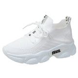 Light Sneakers For Women Casual Knitted Shoes Thick Bottom Ladies Running Shoes Fashion Lace Up Female Vulcanized