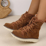 Breakj Size Snow Boots Women 2024 Autumn / Winter New Velvet And Thick Lace Warm Cotton Shoes Cotton Boots