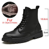 Genuine Leather Men's Ankle Boots High Top Shoes For Men Winter Fashion Male Motorcycle Footwear Snow Boots Size