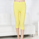 Women Sexy Leggings Summer Capris Neon High Waist Jeggings Spandex Female Fitness Thin Short