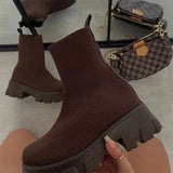Ankle Boots Platform Knitted Ladies Autumn Socks Boots for Women Fashion Female Booties Plus Size High Heel Boot