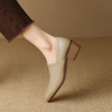 Breakj 2024 New Mother Shoes Female Small Leather Shoes Comfortable Square Root Versatile Fashionable Ins Solid Color Professional Commuter