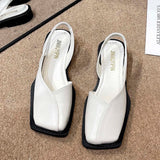 New Summer Square Toe Pleated Elastic Sandals Fashion Women's Slippers Women's Digging Toe Sandals Women's Designer