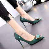 Heels Women's Stilettos 2023 Spring New Sexy Soft Lacquered Leather Pointed Work Shoes Women's Lacquered Leather