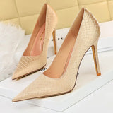 Shoes New Snake Pattern Women Pumps Sexy High Heels Party Shoes Stiletto Heels Wedding Shoes Large Size Female
