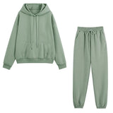 Tracksuits Women Casual Solid Long Sleeve Hoodie Pants Set Autumn Winter Fleece Warm Suit Female Sportwear Hooded