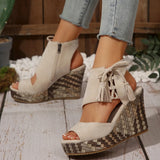 Breakj Slope Heel Sandals Women 2025 Summer Tuxedo High-Heeled Fish Mouth Loose Cake Bottom Fashion Wearing