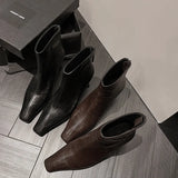 2024 New Niche Show Thin High With Small Square Head Thick Heel Martin Boots Female Sheepskin Black Ankle Boots