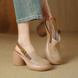 Cake Platform Hollow Sandals Women 2024 Summer Thick With Round Head A Word Buckle Back Empty Roman Women's
