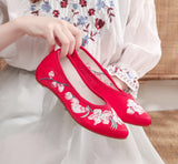 Breakj Shoes Single Shoes Fashion Embroidered Cloth Shoes With A Cheongsam Pedal Women's Shoes Spring And Autumn National