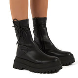 Heels Platform Short Boots Women Fashion PU Leather Shoes Autumn Zipper Female Women Botas Mujer 2021 Mid-Calf Boots